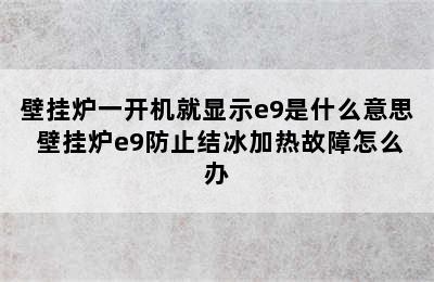 壁挂炉一开机就显示e9是什么意思 壁挂炉e9防止结冰加热故障怎么办